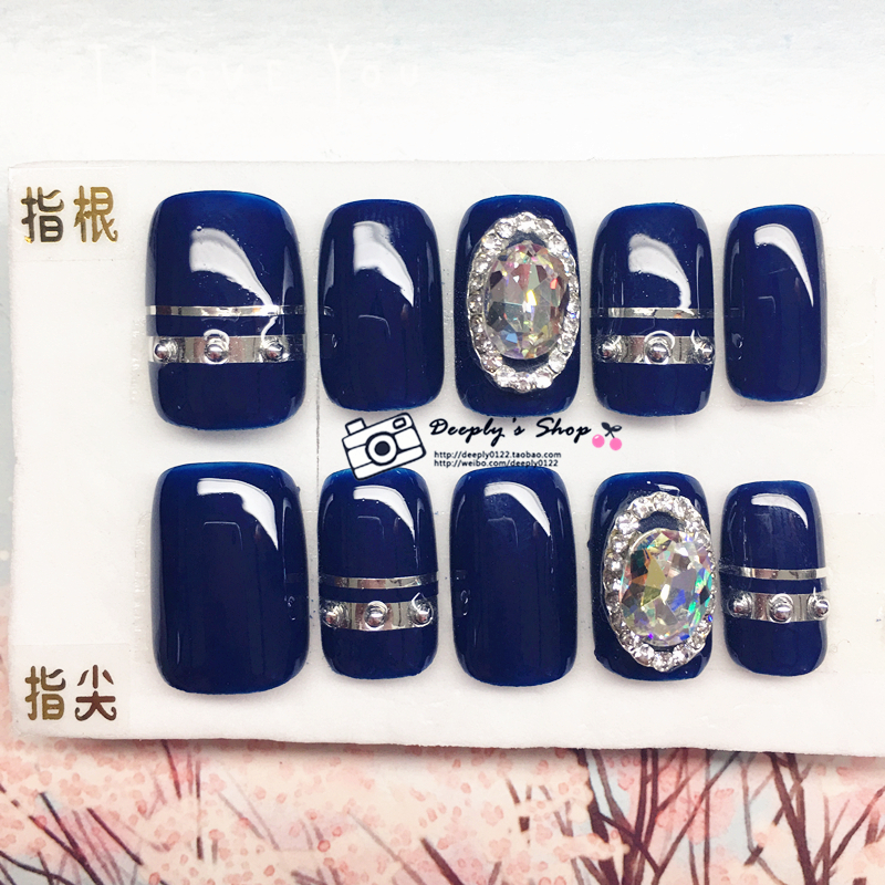 【deeply手工定做】光疗美甲 成品 甲片 定做 蓝色火焰