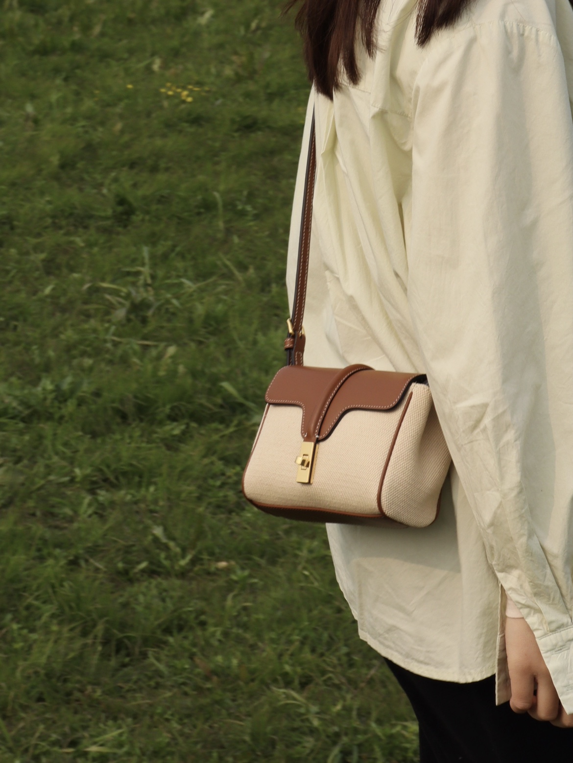 小方包休闲头层牛皮帆布春夏新款