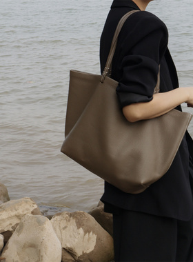 HOUSE OF HIYA高级感大容量头层TC牛皮极简通勤托特休闲购物手袋