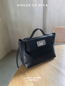 HOUSE HIYA头层牛皮钢五金mini2424凯莉包单肩斜跨手提高级感