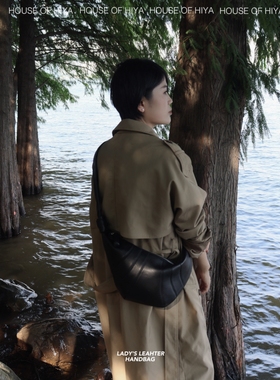 HOUSE OF HIYA定制版牛角包可颂包大号羊皮中性斜挎包小众设计