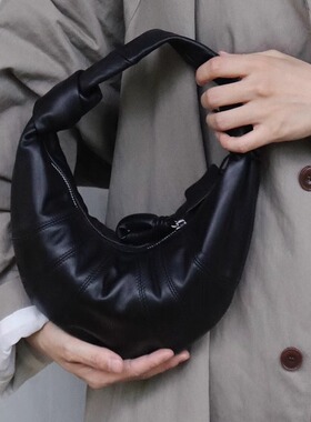 HOUSE OF HIYA高级质感真皮可颂牛角包女包包百搭复古单肩斜挎包