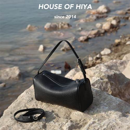 牛皮复古通勤手提笔筒包