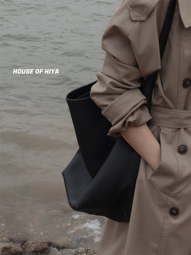 HOUSE OF HIYA 通勤高级感极简头层牛皮水桶包托特大容量手袋电脑