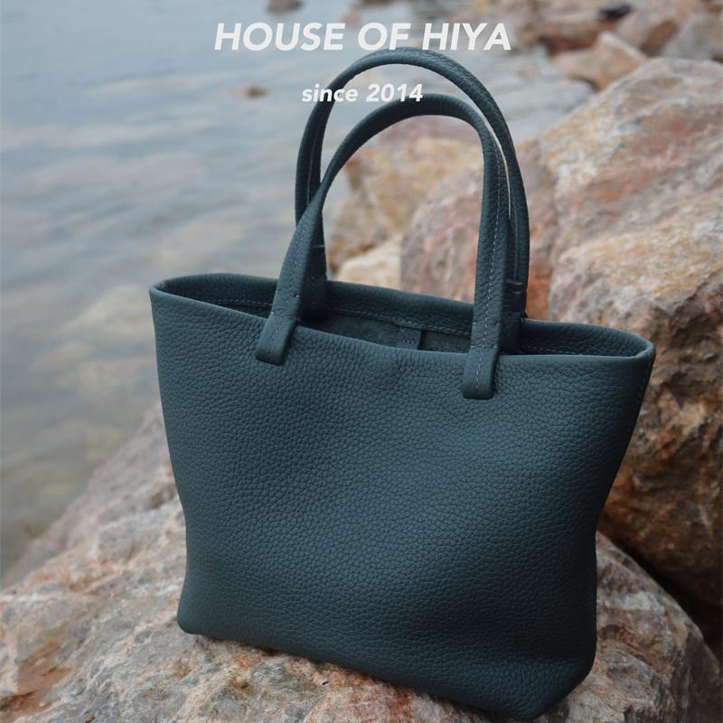 HOUSE OF HIYA小众设计头层牛皮小号百搭休闲通勤手提迷你托特包