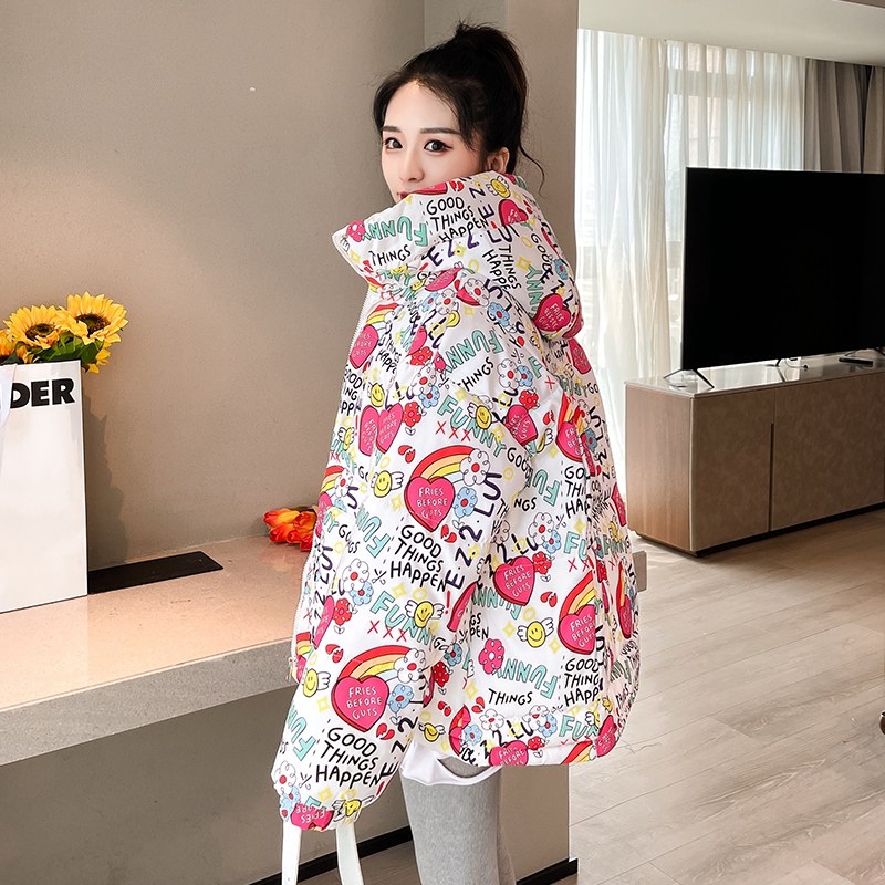 冬款棉衣女短款2025冬新款羽绒棉服宽松加厚可爱印花小众棉袄外套