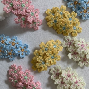 清浅初春少女感甜美复古刺绣花朵侧边刘海夹百搭温柔气质