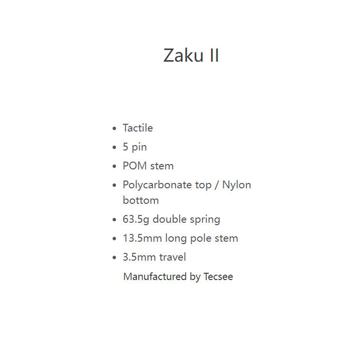 ZAKU II TACTILE SWITCH 63.5G CUSTOMIZED SEGMENT SWITCH BODY SWITCH