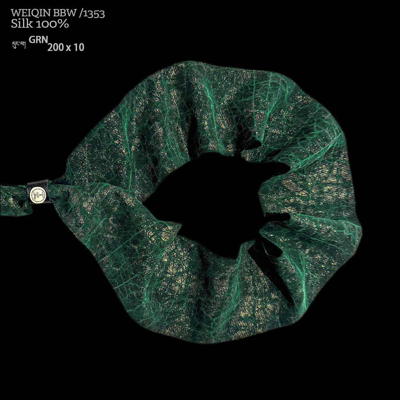WEIQIN Pristine 1353 金箔翡翠绿龟 香云纱植物染 领巾发带