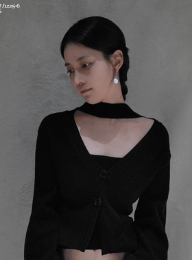 WEIQIN Pristine 1225 黑曜羊毛收腰和服袖开衫外套 抹胸包臀裙