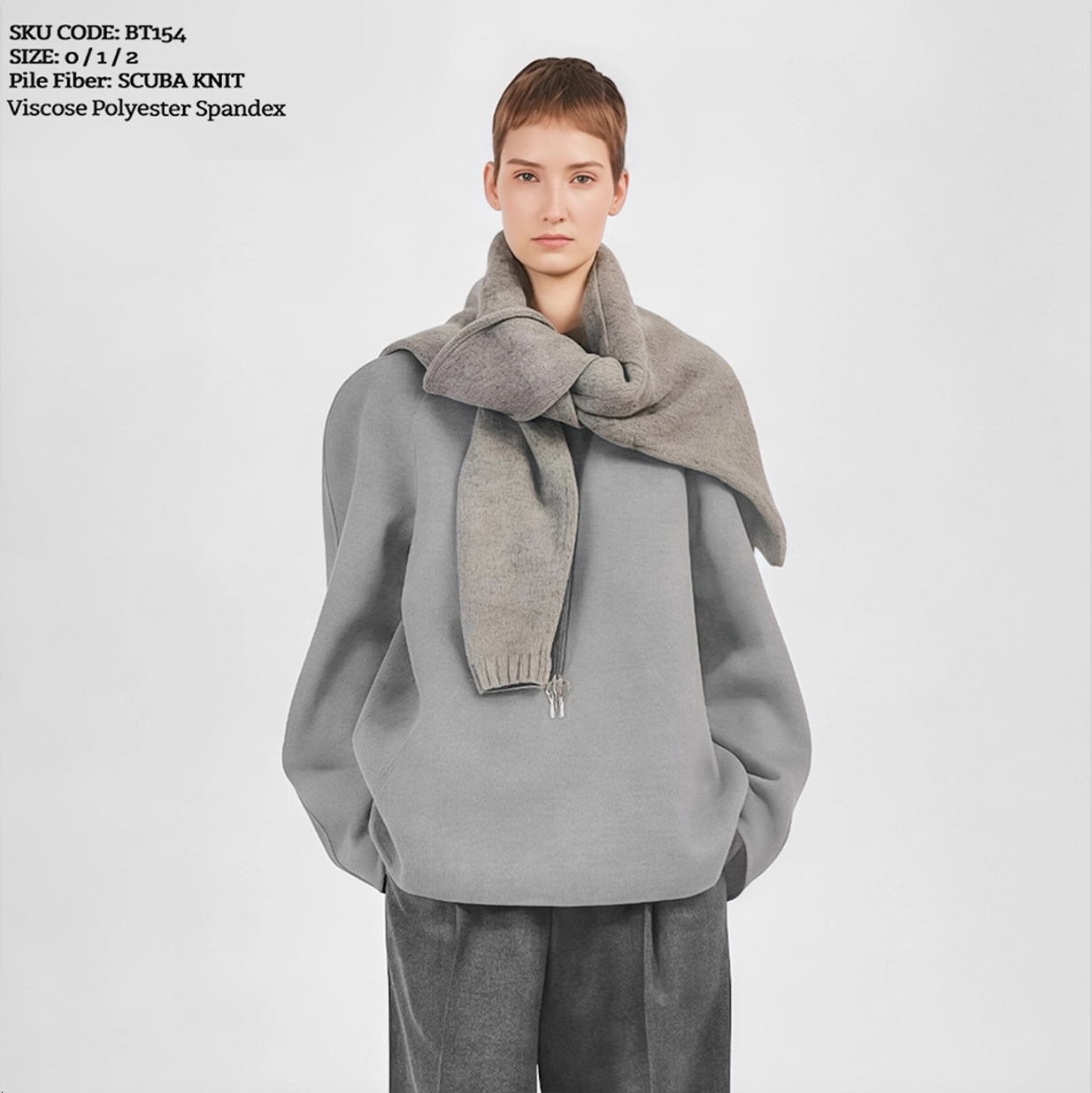 百搭正灰立体廓形空气层帽衫