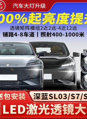 长安深蓝SL03/S707汽车led激光炮透镜模组双直射大灯远近改装升级