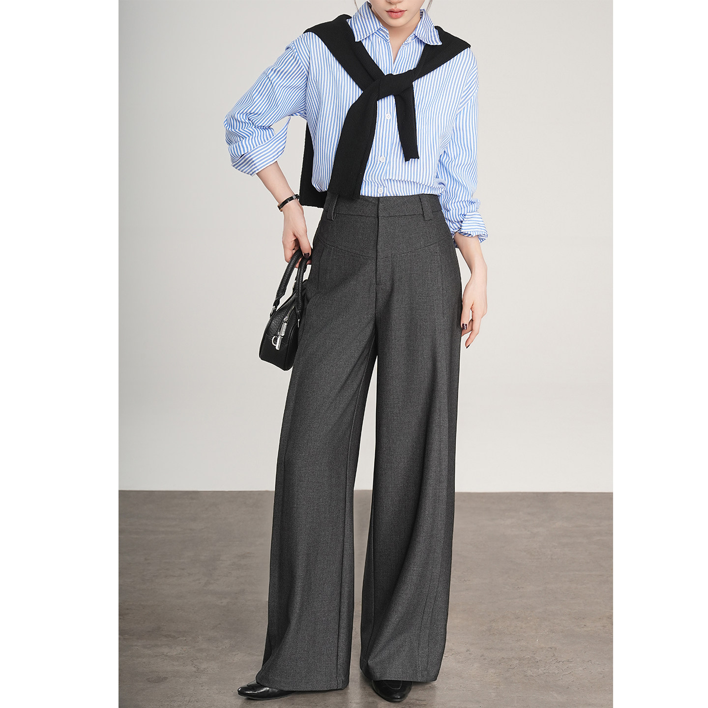秋冬灰色高级羊毛宽松设计感垂感直筒通勤高腰显瘦阔腿西装休闲裤,女装/女士精品,休闲裤,淘宝优惠券,粉丝福利购,淘宝优惠卷