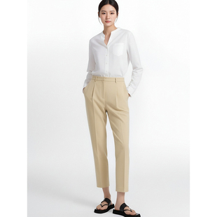 裤 2026夏季 显瘦小脚职业休闲西装 黄色气质宽松直筒高腰九分裤 韩版