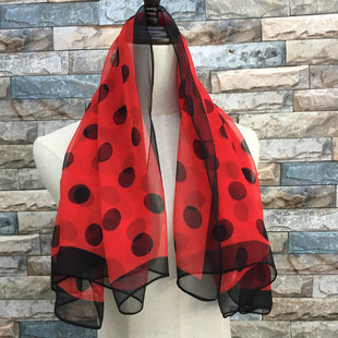 85cm 乔其纱波点纱巾正方形小领巾圆点围巾 薄款 方巾春秋季