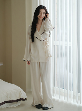 PASTTEN法式慵懒睡衣B008纯欲居家服可外穿宽松长裤秋冬款