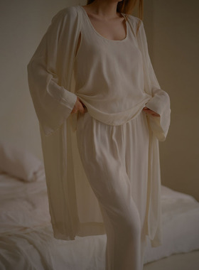 管阿姨十点半巴士新品F-021宽松睡衣套装慵懒纯色居家服可外穿女