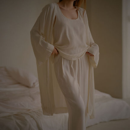 管阿姨十点半巴士新品F-021宽松睡衣套装慵懒纯色居家服可外穿女