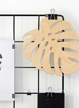 儿童房装饰墙贴木质龟背叶摆件