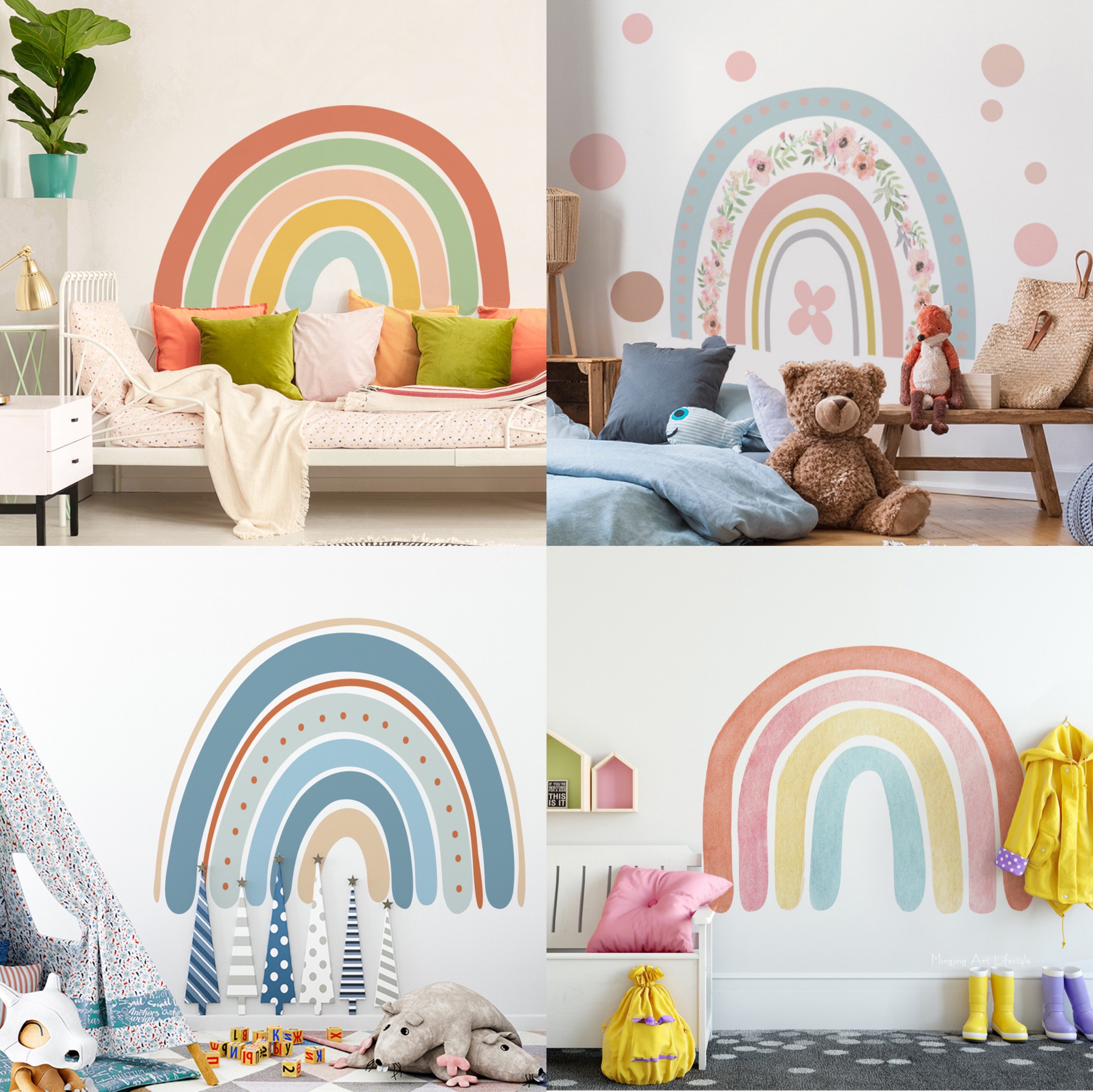 ins北欧网红超大彩虹墙贴自粘墙贴儿童房幼儿园背景装饰墙贴纸pvc