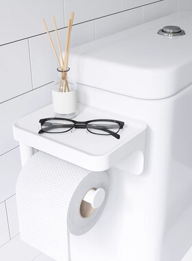 umbra厕所卷纸架卫生间纸巾架免打孔手纸盒壁挂置物架吸盘牙刷架