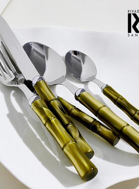 rivadossi刀叉西餐餐具竹节系列餐勺餐叉餐刀甜品勺黄油刀套装
