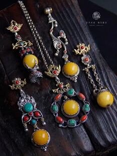 有禾 | 欧洲回流古董老蜜蜡琥珀尼泊尔s925纯手工银饰品手镯吊坠