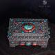 古董首饰盒925纯银手工尼泊尔掐丝工艺镶嵌绿松总重499.4克小年份