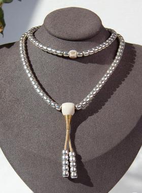 纯银老型108项链925纯银精工老型原创设计搭配珍珠猛犸三通老型