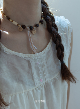 匡舟本色 小众设计 森林物语 日系苍井优民族风 流苏纽扣串珠项链