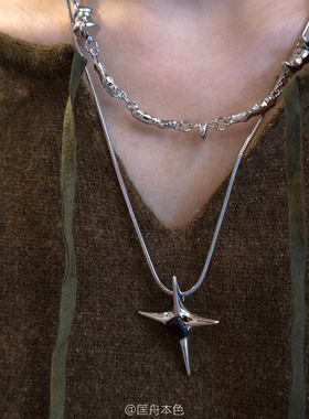 韩国小众双层项链芒星
