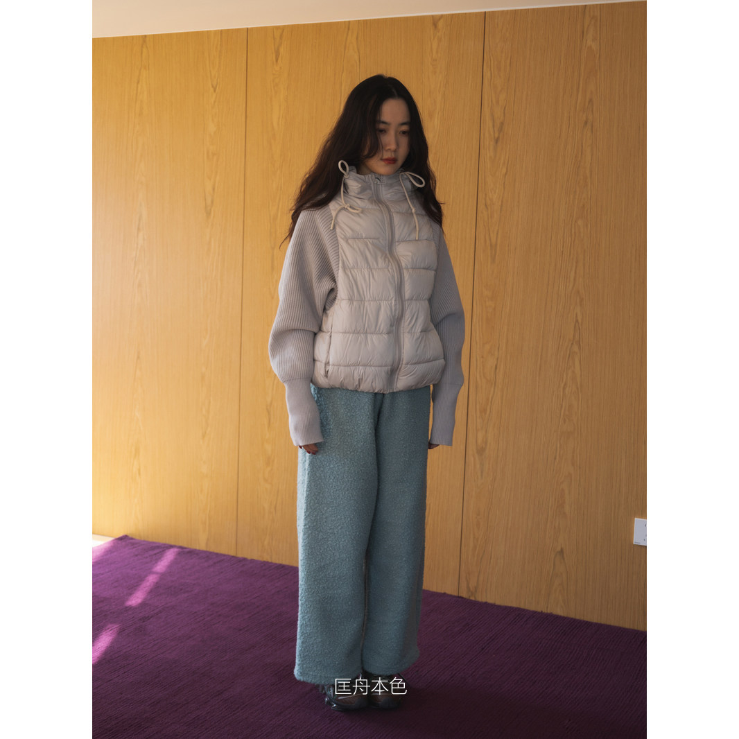 匡舟本色 复古美式  针织拼接排骨羽绒棉服 外套连帽保暖女士外套 - 匡舟本色出品