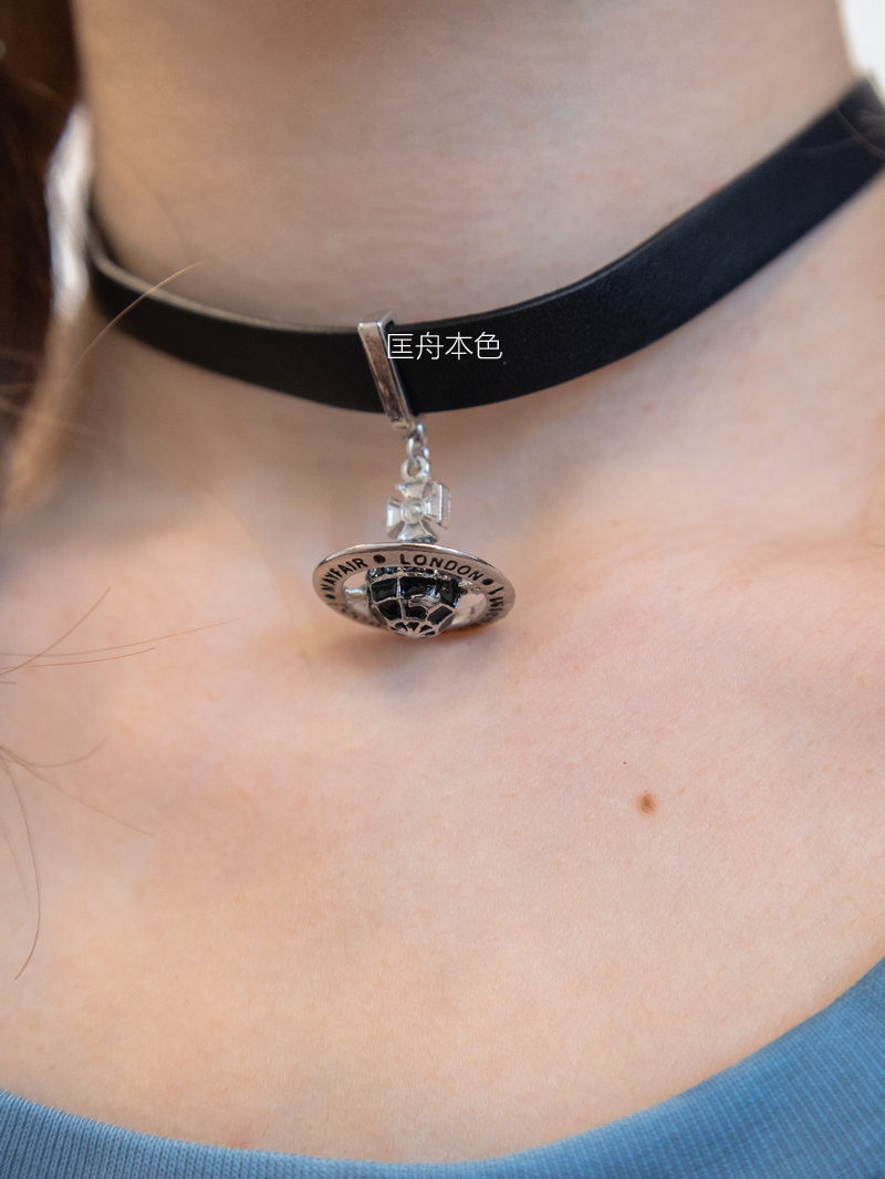 匡舟本色 nana西太后 3d玻璃土星 朋克赛博暗黑风 皮绳项链锁骨链