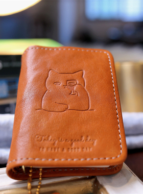 新品2025头层牛皮卡通猫咪活页手账本m5A7笔记本多功能旅行盖章本