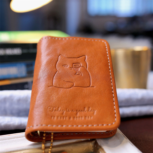 新品2025头层牛皮卡通猫咪活页手账本m5A7笔记本多功能旅行盖章本