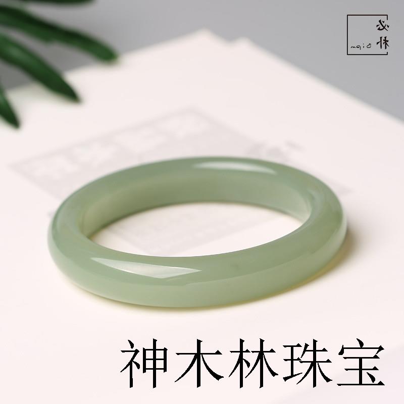 新疆和田玉色晴水手平安镯宽镯女气质精品百搭款送女友高级款温润