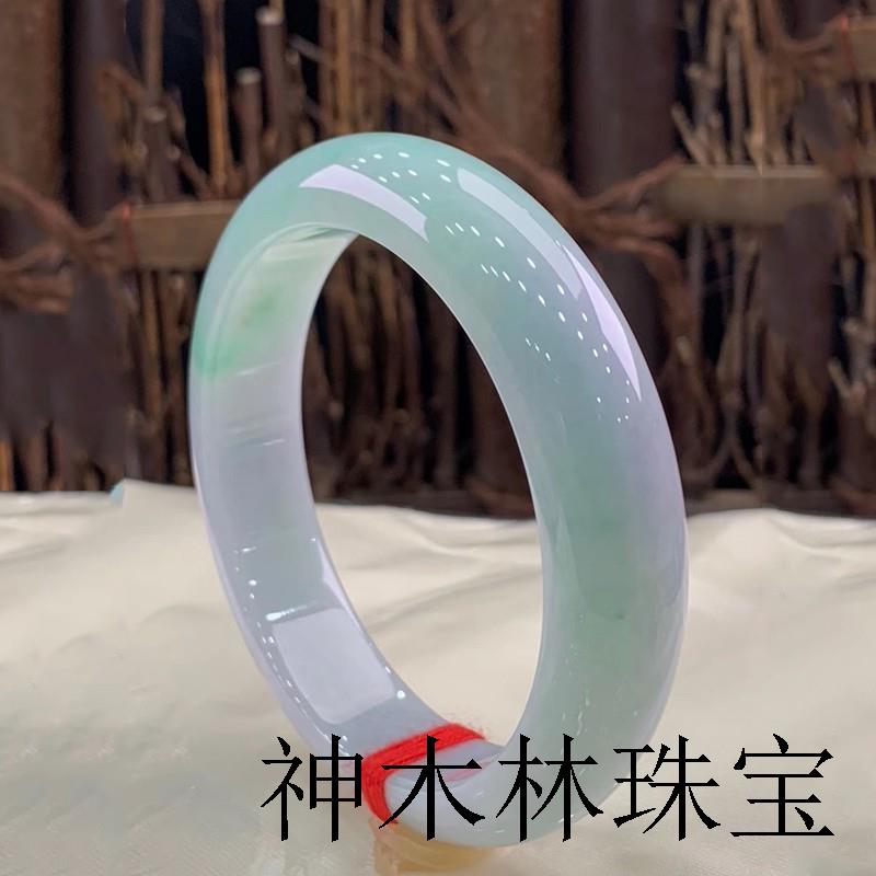 高端翡翠色玉手镯冰糯种正阳绿糯种浅绿正圈玉镯玉石女款圆条镯子