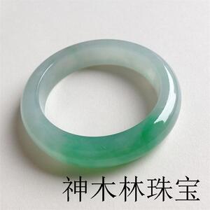 缅甸翡翠色冰种手镯翡翠色阳绿玉镯子少女款翡翠色玉手镯飘花正圈