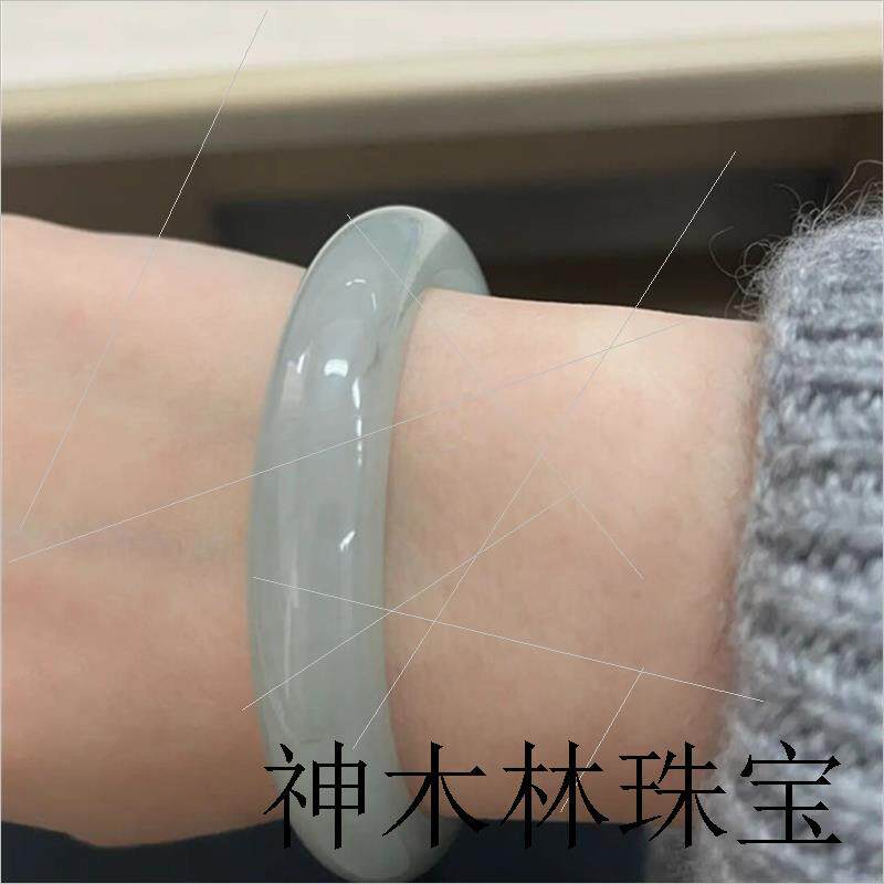 缅甸老坑油青贵妃玉手镯透水润冰种圆条甜绿冰晴飘花阳绿宽版窄版