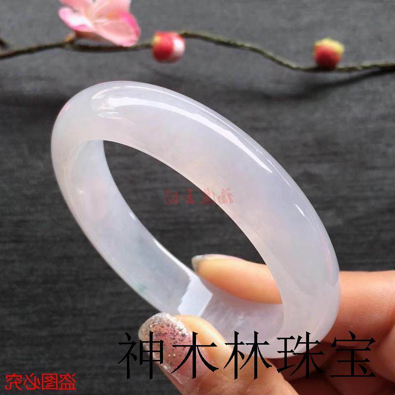 高端缅甸冰糯老坑种手镯阳绿满绿紫罗兰精品翡翠色玉手镯精品款