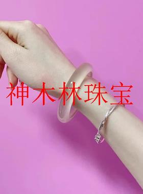 冰种白玉髓手镯月光香槟金玛瑙玉手镯女马料生年轻款女款玉镯送礼