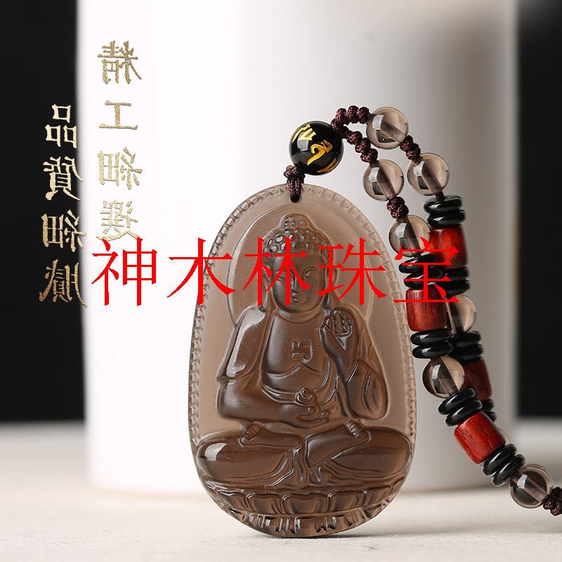 冰种黑曜石吊坠男款高级感挂件观音女士项链毛衣链十二生肖本命佛