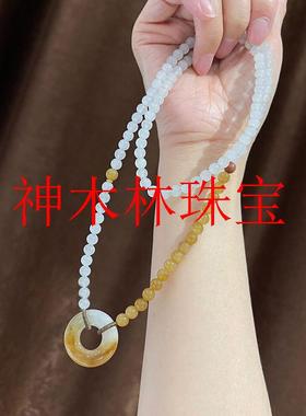 精致新疆和田玉且末糖白料项链