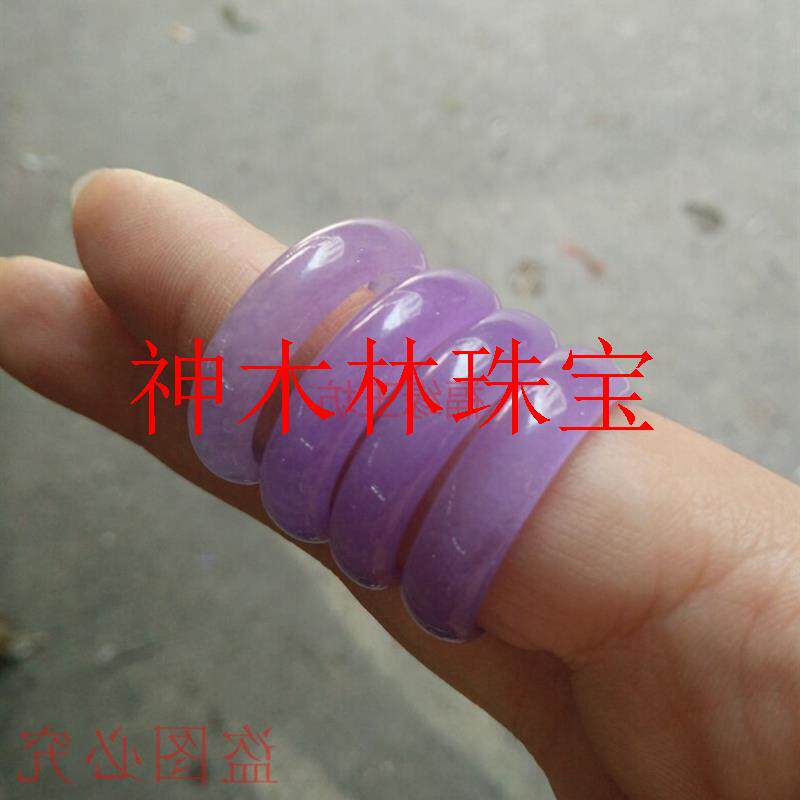 缅甸老坑翡翠色戒指高冰浅紫罗兰戒指翡翠色素戒指扳指时尚百搭款
