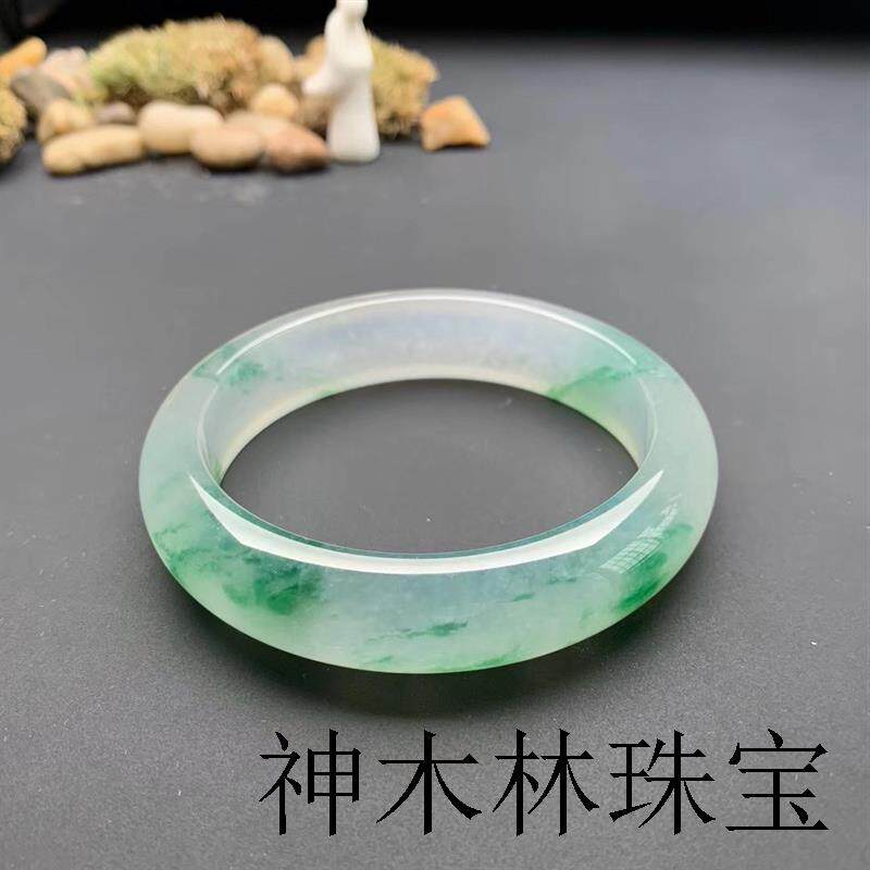 缅甸冰飘花贵妃兰半山半水翡翠玉镯戒面蛋面吊坠送女朋友百搭气质