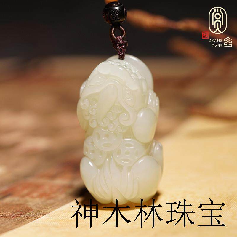 高端和田玉霸王三钱貔貅吊坠男女玉石白玉貔貅情侣款皮丘挂件礼物
