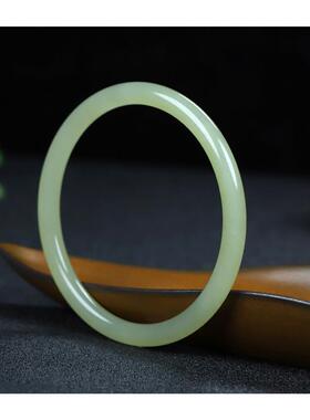 和田玉手镯女款晴水绿玉镯子小细圆条叮当镯少女手饰品年轻款证书