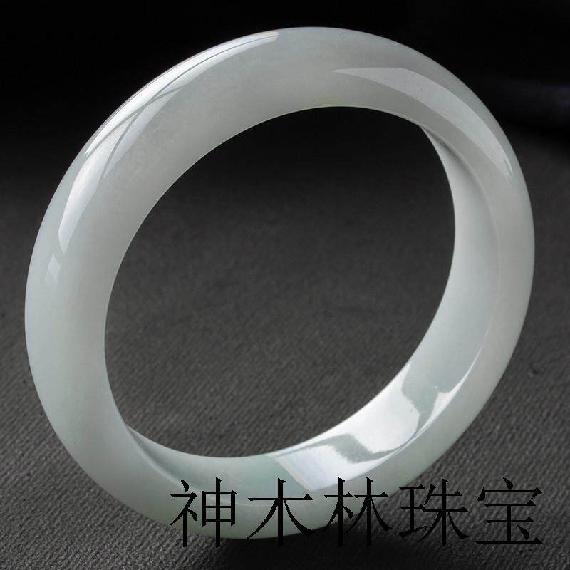 冰种翡翠色手镯翠色老坑缅甸正圈贵妃镯圆条玉镯女玉器镯子通透