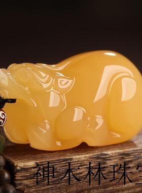云南黄龙玉貔貅手把件吊坠昆仑黄玉文玩把玩盘玩手盘手玩古玩皮丘