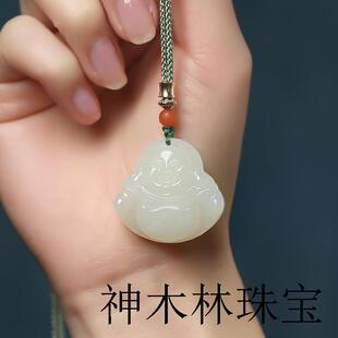 新疆和田玉色佛吊坠女玉石小弥勒佛像佛公佛头项链挂件玉佩玉坠子